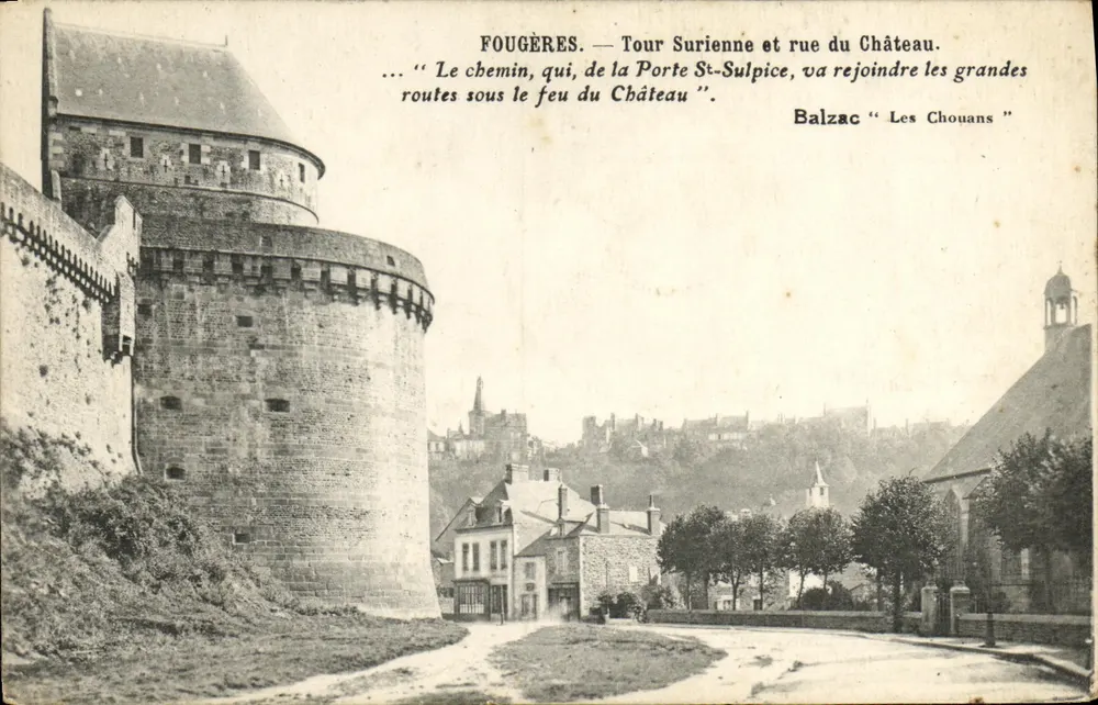 Fougères — Tour Surienne und Rue du Château — Balzac « Les Chouans » - Vorderseite