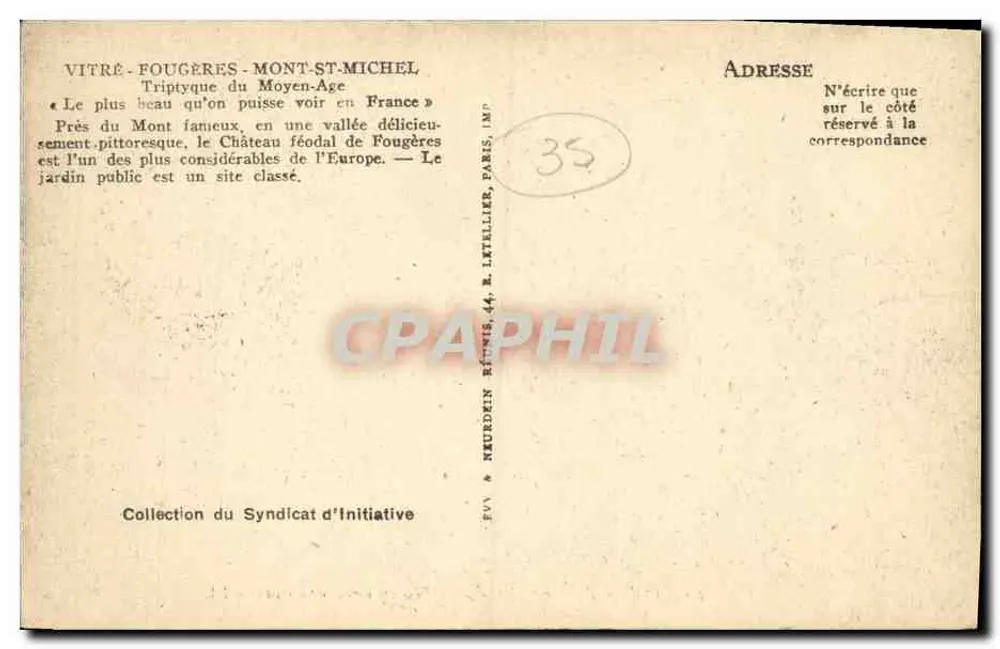 Fougeres — Die vier Mühlen des Schlosses — LL - Rückseite