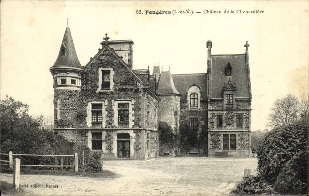 Fougères (Ille-et-Vilaine) — Castelo da Chenardière — Sorel, editor Rennes, n°52 - Frente