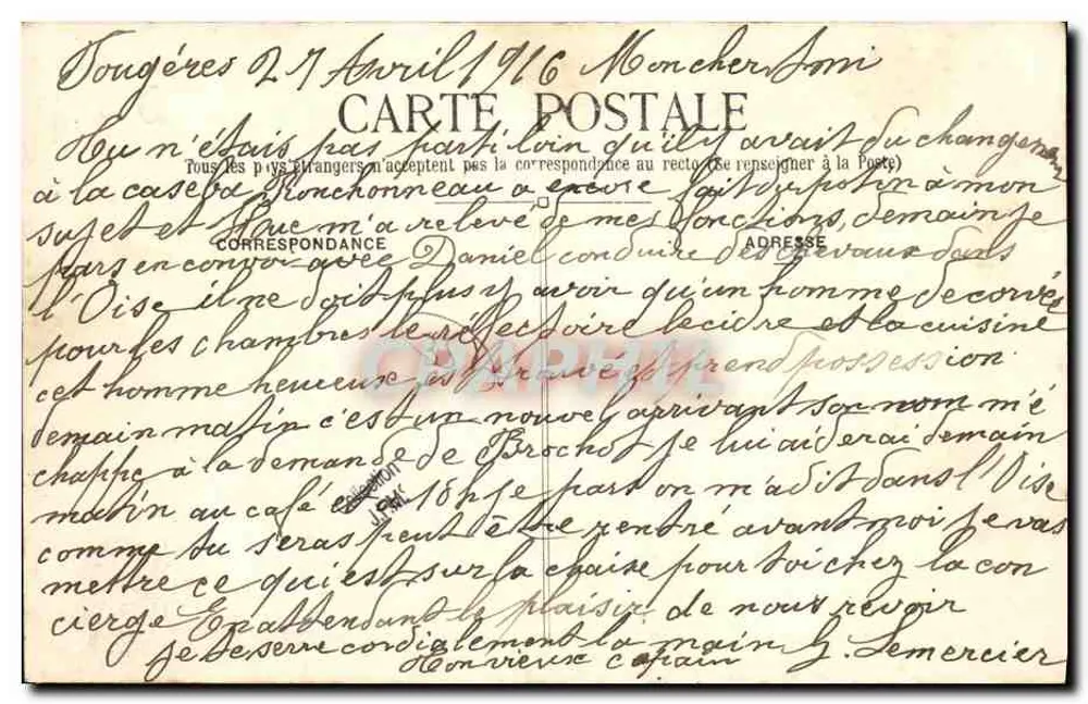 Fougères (Ille-et-Vilaine) — Castelo da Chenardière — Sorel, editor Rennes, n°52 - Verso