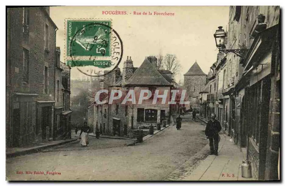 Fougères - Rue de la Fourchette — Edit. Mlle Paillet, Fougères - Anverso