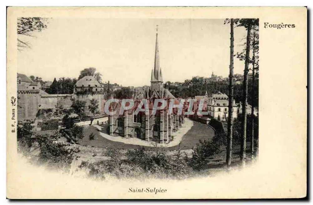 Igreja de São Sulpício em Fougères — vista panorâmica — B. F., Paris - Frente