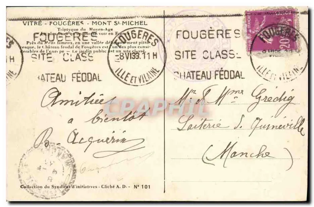 Fougères — La Porte Notre-Dame (12. und 15. Jahrhundert). - Rückseite