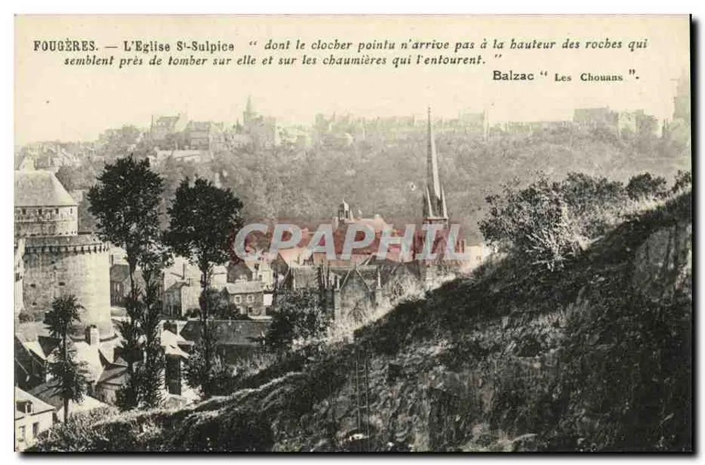 Fougères — A Igreja de São Sulpício — citação de Balzac « Os Chouans » - Frente