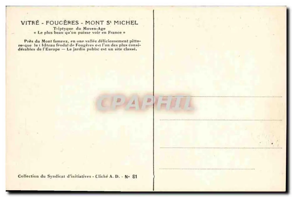 Fougères — A Igreja de São Sulpício — citação de Balzac « Os Chouans » - Verso