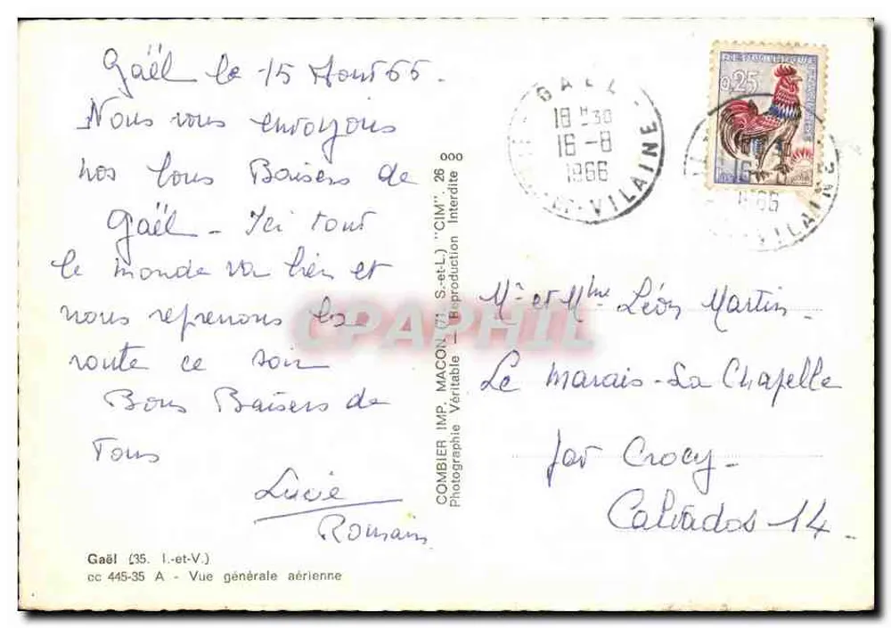 Gaël (35) — Vista geral aérea — Combier Imp. (2. S.-et-L.) - Verso