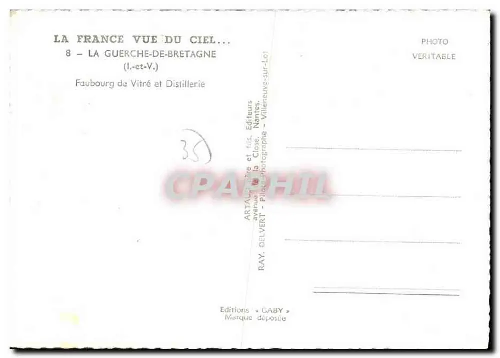 La Guerche-de-Bretagne — Faubourg de Vitré und Destillerie — Verlag Gaby - Rückseite