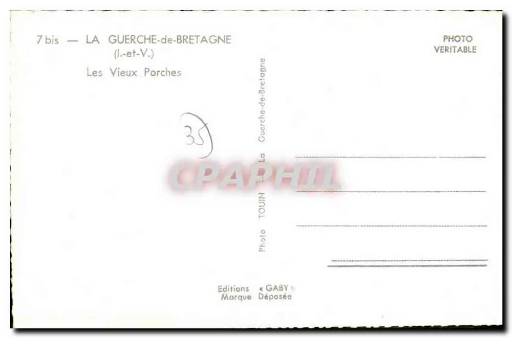 Die alten Portale — La Guerche-de-Bretagne — Editions Gaby - Rückseite