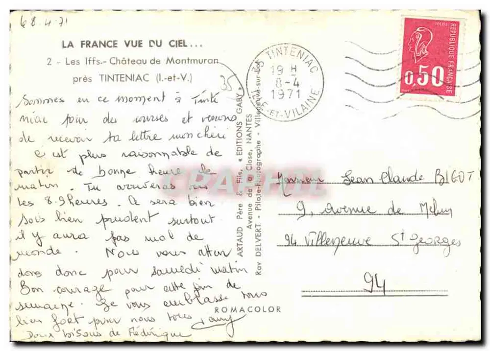 Castelo de Montmurran — perto de Tinteniac (Ille-et-Vilaine) — Éditions Artaud & Fils, Nantes - Verso