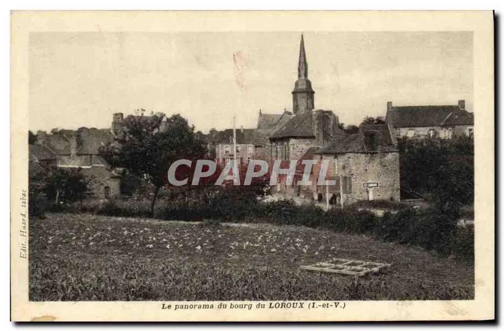 Panorama miasteczka LOROUX (I.-et-V.) — Wyd. Huard, tytoń - Awers