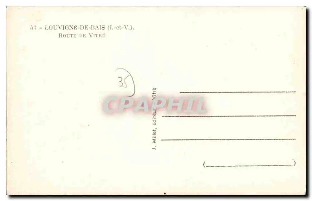 Louvigné-de-Bais — Rua de Vitré — J. Millet, editor Vitré - Verso