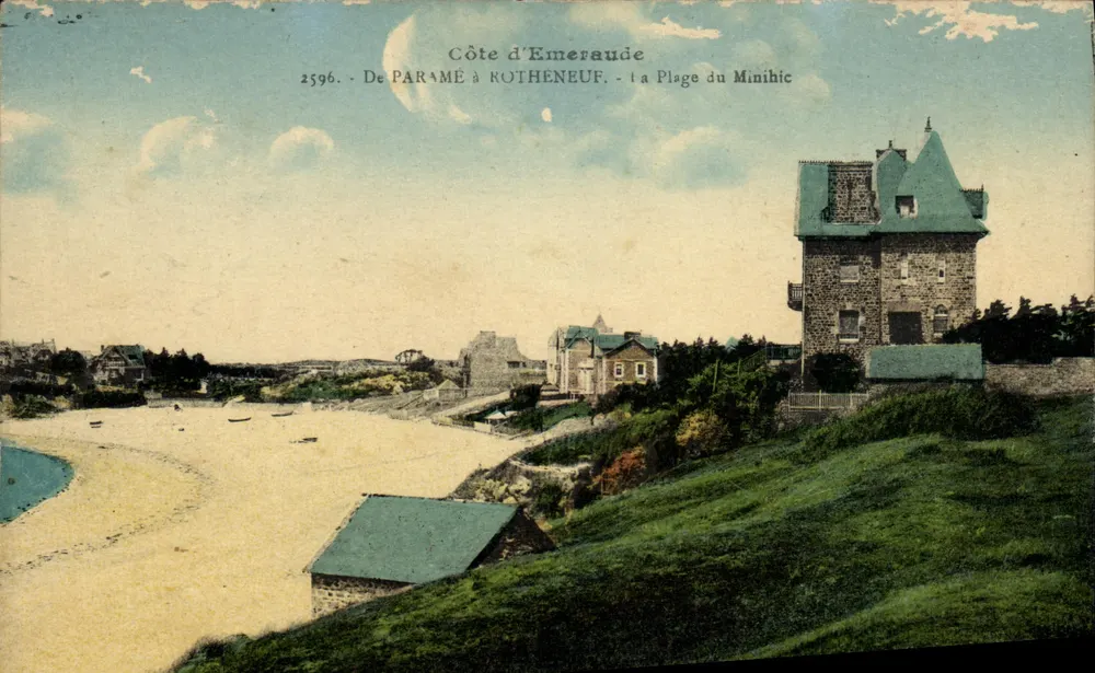 Côte d'Emeraude — Plage du Minihic et maison sur falaise — éditeur De PARAMÉ à KOTHENEUF, n° 2596 - Vorderseite