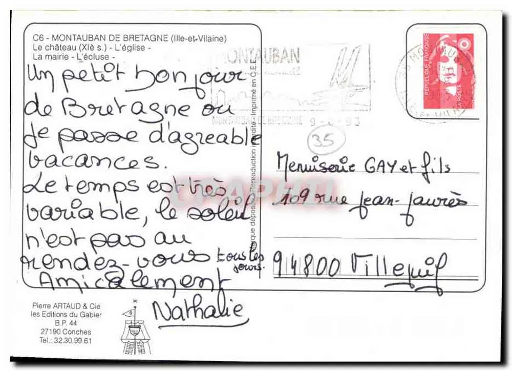 Montauban-de-Bretagne — Schloss, Kirche, Rathaus, Schleuse — Pierre ARTAUD & Cie - Rückseite