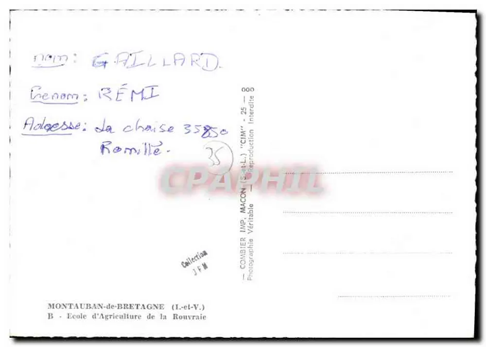 Schloss Montauban-de-Bretagne — Verlag Comabier, Nr. 000 - Rückseite