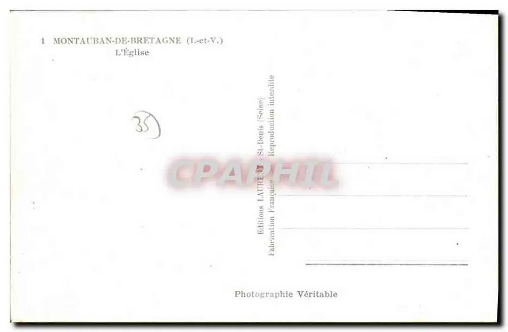 Montauban-de-Bretagne — La Iglesia — Ediciones Laurent (Sono) - Reverso