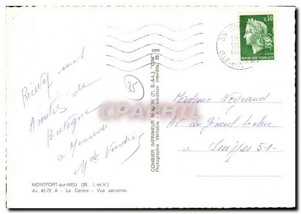 Montfort-sur-Meu — Luftbild — Combier Drucker (71.S.&L.) - Rückseite