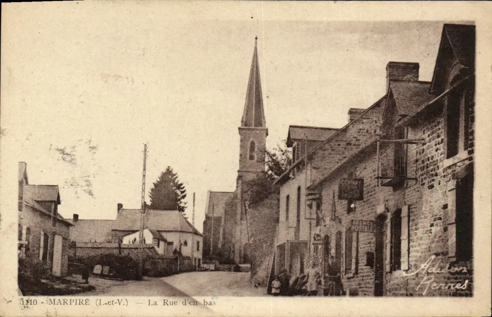 Marpire (I.-et-V.) — La Rue d'en bas — éditeur Adrien Rennes, n° 110 - Frente
