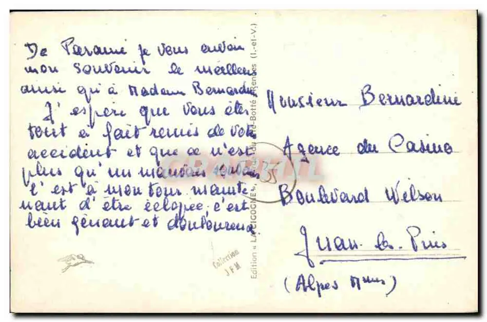 Praia de Rochebonne — Paramé — Edição JFM (Alpes-Maritimes) n°573 - Verso