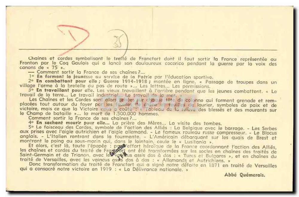 Monumentale Kamin « Die Epopöe der nationalen Befreiung » — entworfen und ausgeführt aus massivem Eichenholz von Abbé Quémérail, Paris - Rückseite