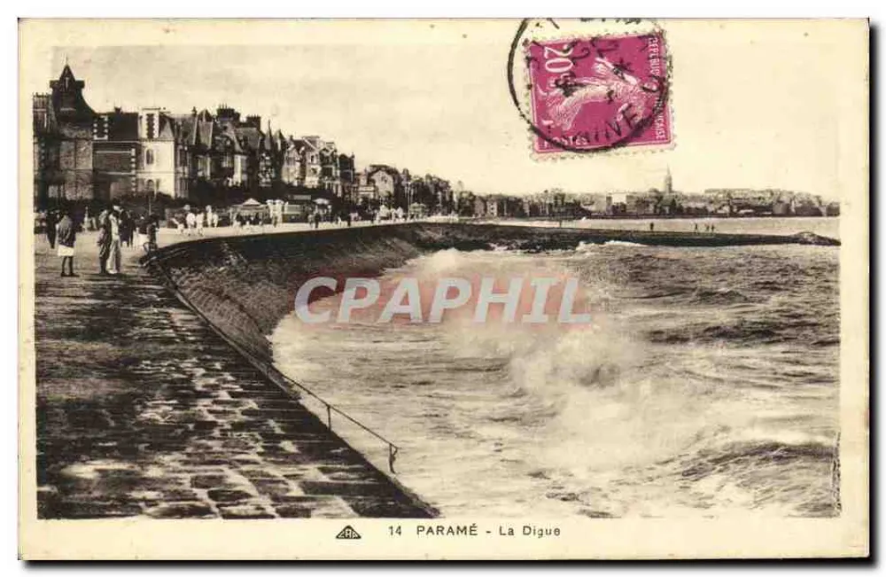 Paramé - A Digue — Bilhete postal antigo n°14, editor ARA - Frente