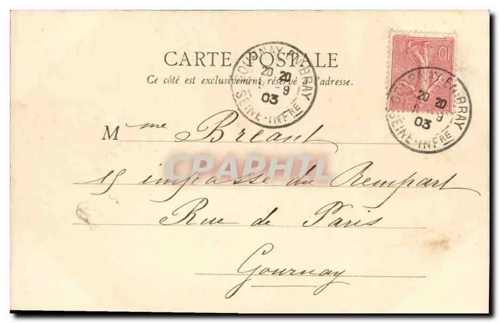 Paramé — A dique — B. E., Paris - Verso