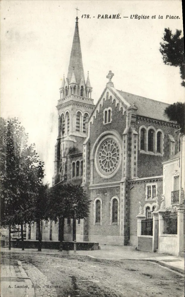 Paramé — A Igreja e a Praça — A. Lamiré, Editor, Rennes - Frente