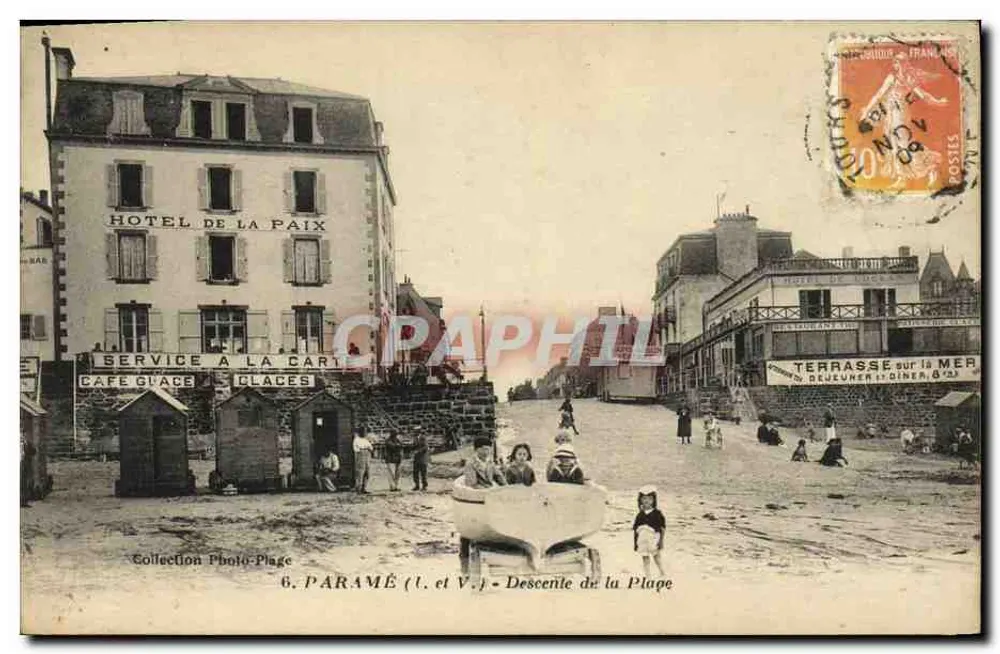 Paramé (I. et V.) - Abstieg zum Strand — Hotel de la Faix und Terrasse am Meer - Vorderseite