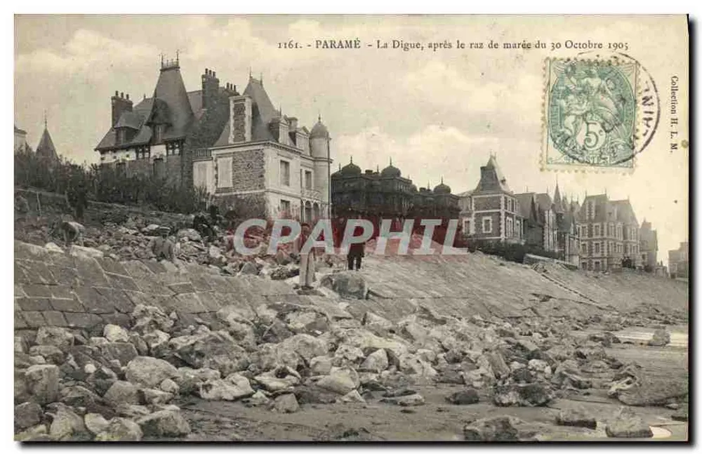 Paramé — Die Digue, nach dem Sturmflut am 30. Oktober 1905 — Antike Ansichtskarte Nr. 1161 - Vorderseite