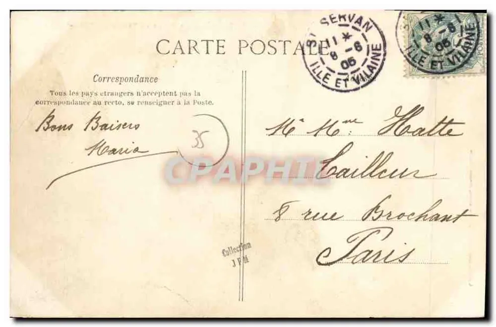 Paramé — A Praia e Ponta de Rochebonne — G.F. — Coleção Germain fils, n°2736 - Verso
