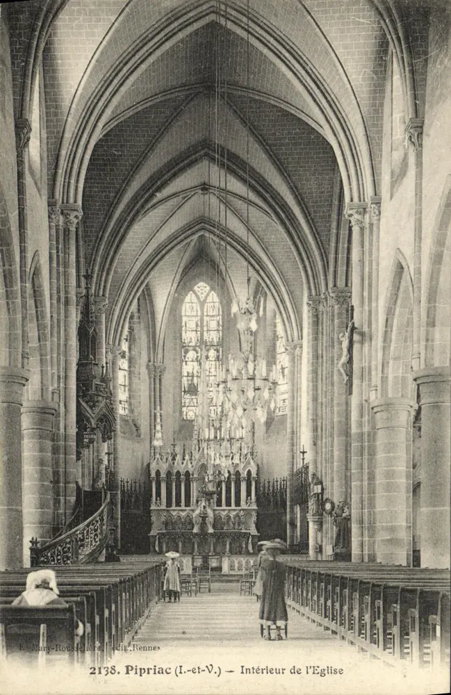 Pipriac (Ille-et-V.) — Interior da Igreja — Editor E. Mary-Roussecher, n° 2138 - Frente