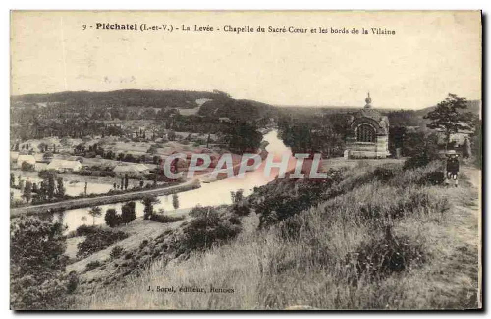 Pléchâtel (L.-et-V.) - Die Levée - Kapelle des Heiligen Herzens und die Ufer der Vilaine - Vorderseite