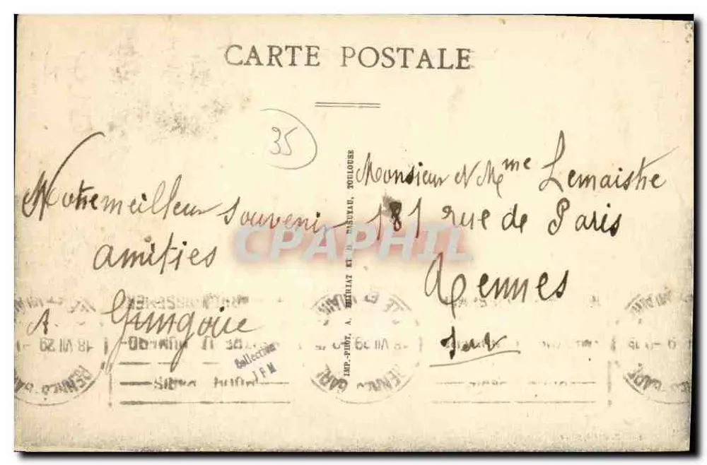 Pleine-Fougères — Allgemeiner Blick — Verleger A. Berriat & R. Pneuau, Nr. 35 - Rückseite