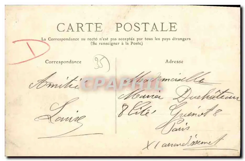 Pleine Fougères — Collectie Breuille — uitgever Breuille, serie-nummer niet zichtbaar - Achterkant
