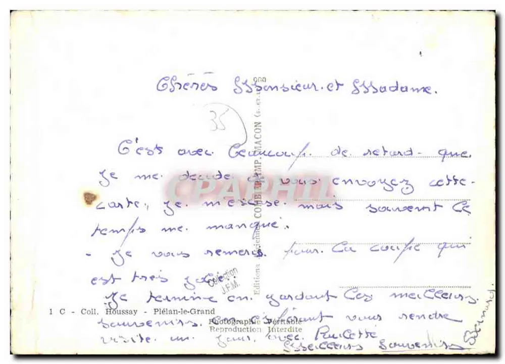 Plélan-le-Grand — vue aérienne de la ville et de ses environs — Souvenirs de Plélan-le-Grand (J.-et-V.) — Éditeur : Editions Houssay - Verso