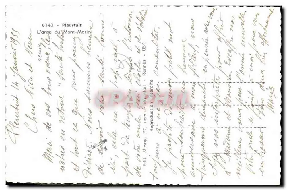 मॉंट-मारिन के एंस — प्ल्यूर्ट्यूइत — प्रकाशक मेस्नी, 27 मेल एवेन्यू, रेन्स - पीछे
