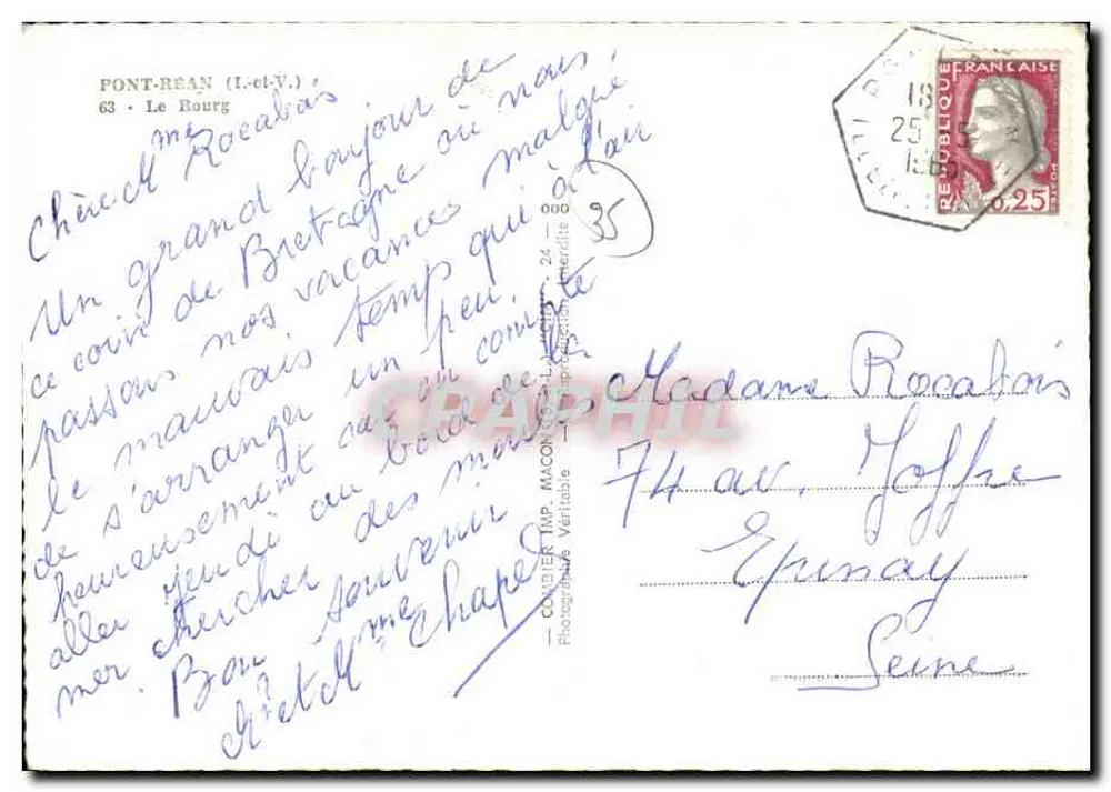 Ansicht von Pont-Réan — Verlag Cim, Seriennummer nicht sichtbar - Rückseite