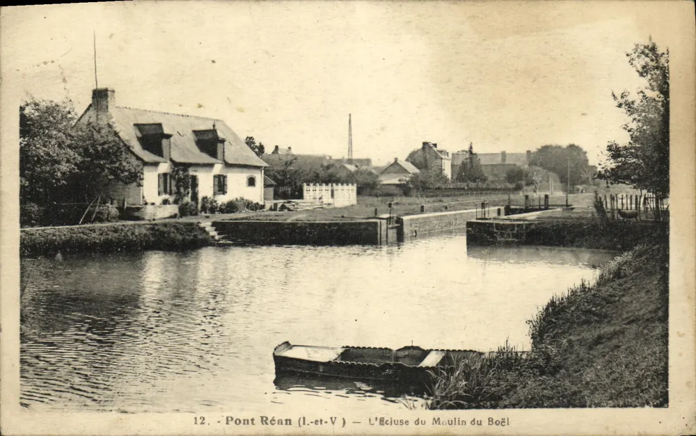 Pont Réan (I.-et-V) — L'Écluse du Moulin du Boël — Éditeur : imprimeur non identifié, n° 12 - Vorderseite