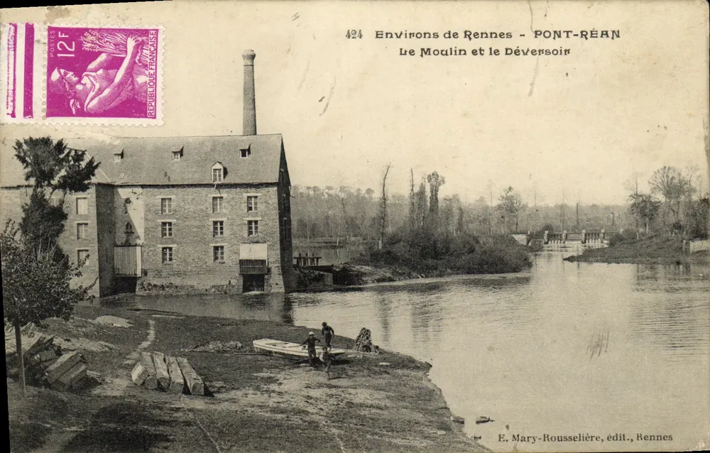 Environ de Rennes - PONT-RÉAN — Le Moulin et le Déversoir, éditeur E. Mary-Rousselière, Rennes, n° 424 - Vorderseite