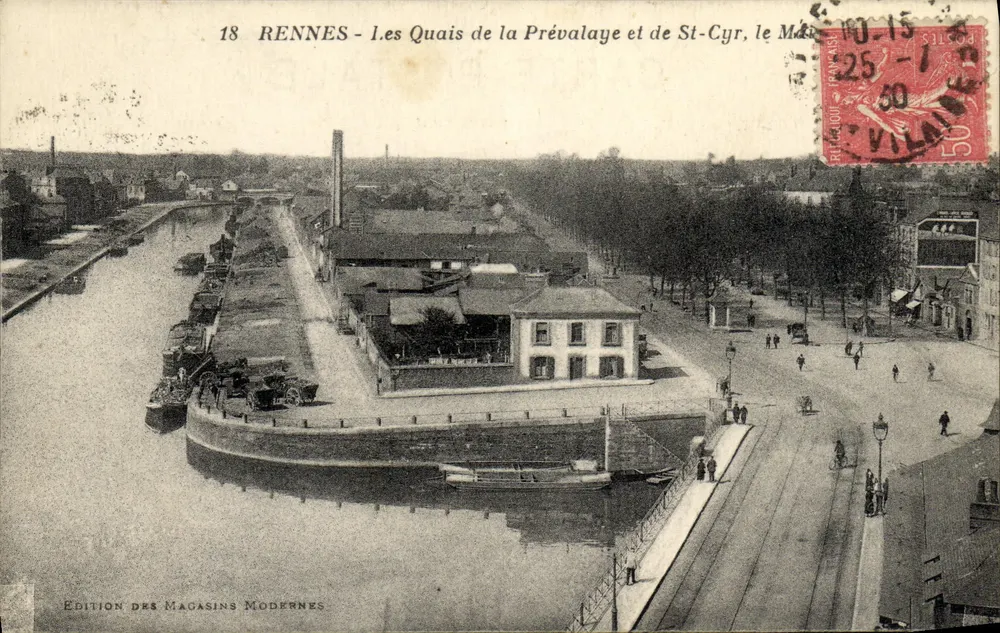 Rennes - Die Quais von Prévalaye und St-Cyr, am Morgen — Edition der Magasins Modernes, Nr. 18 - Vorderseite