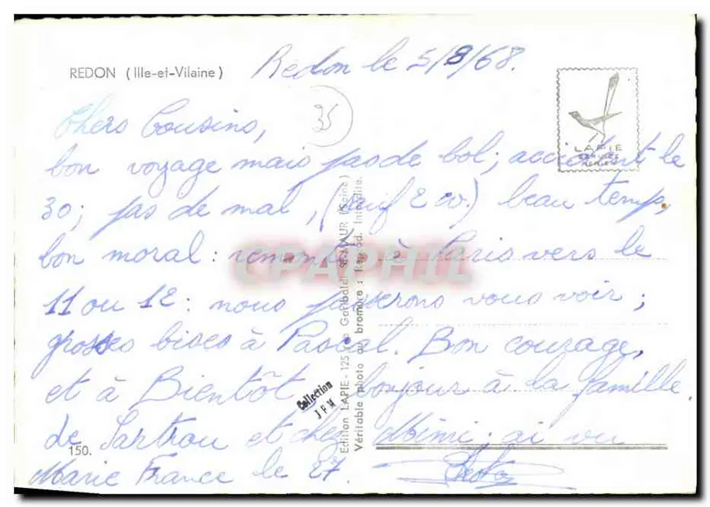 Redon — vista panorâmica — Edição LAPIE n°150 - Verso
