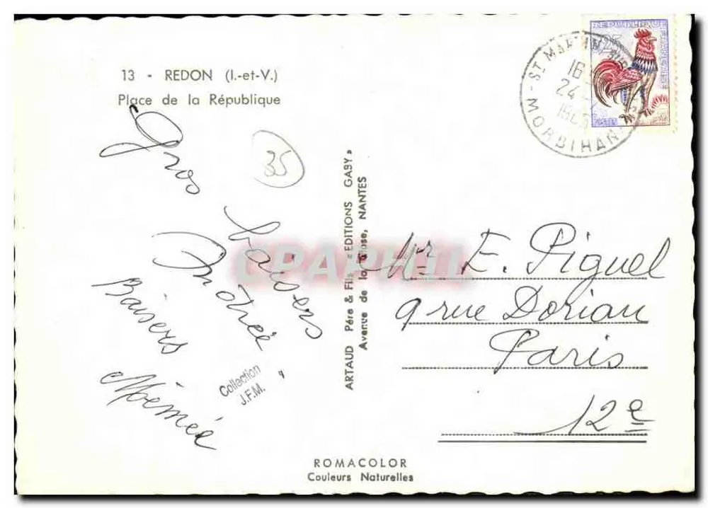 Redon — Praça da República — Edições Gaby, Nantes - Verso