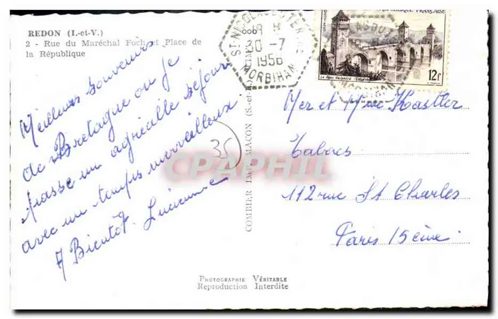 Redon (Ille-et-Vilaine) — Place de la République — Authentische Fotografie verboten - Rückseite