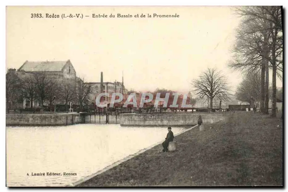 Redon (I.-&-V.) — Eingang zum Bassin und zur Promenade — Verlag A. Lamiré, Rennes - Vorderseite
