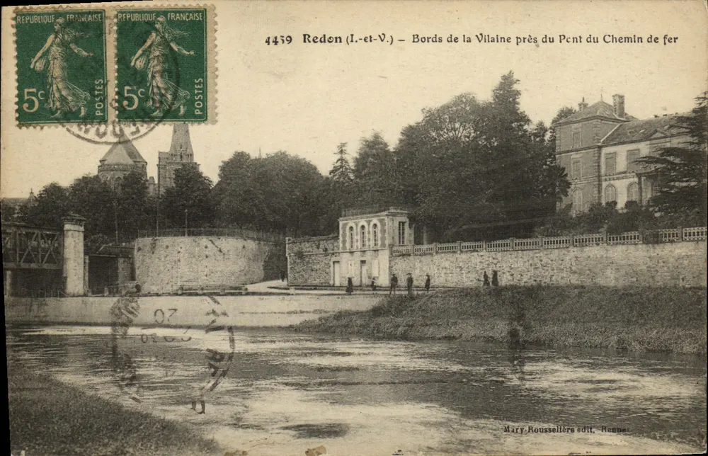 Redon (Ille-et-Vilaine) — Ufer der Vilaine nahe der Eisenbahn — Mary Roussellère edit. Rennes - Vorderseite