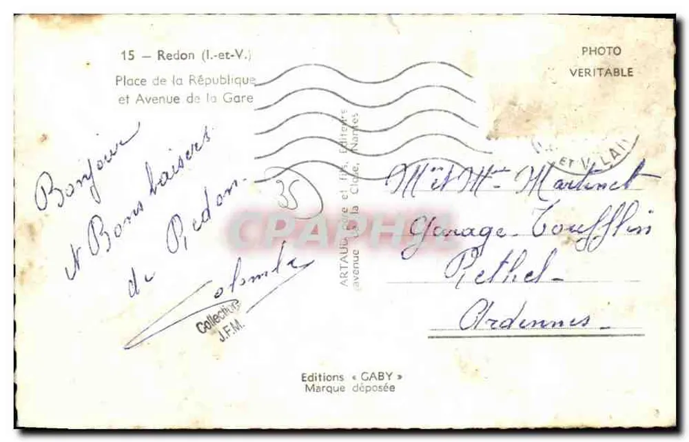 Place de la République und Station Avenue — Redon (Ille-et-Vilaine) — Editions GABY - Rückseite