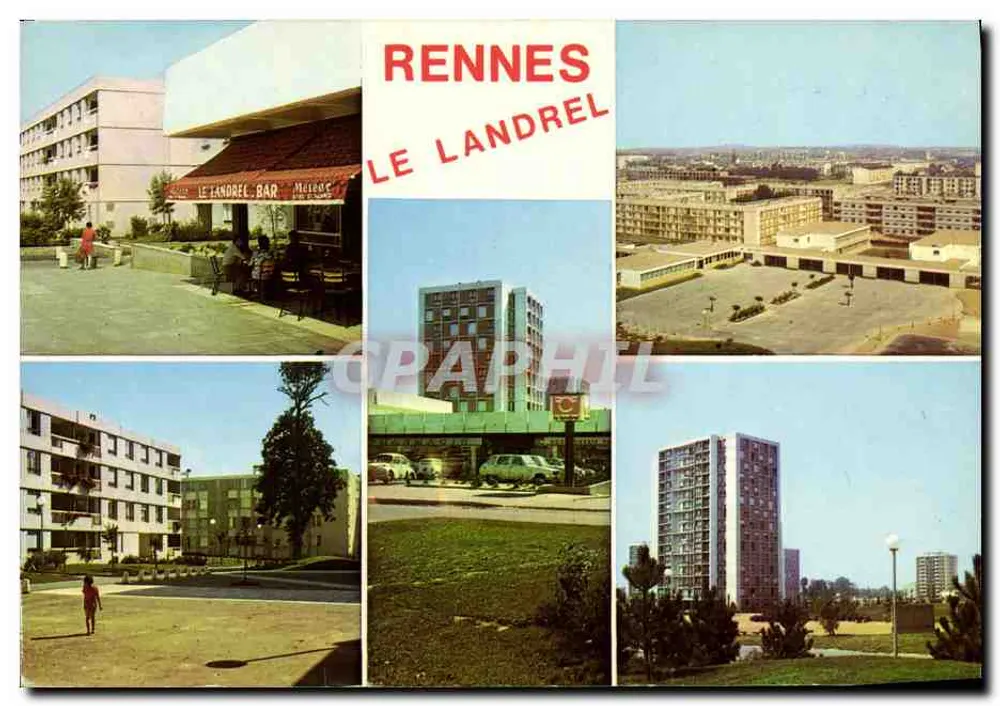 Rennes - Le Landrel — Bairro residencial com vista dos prédios e do bar Le Landrel — Editor: Maison de la Presse - Frente