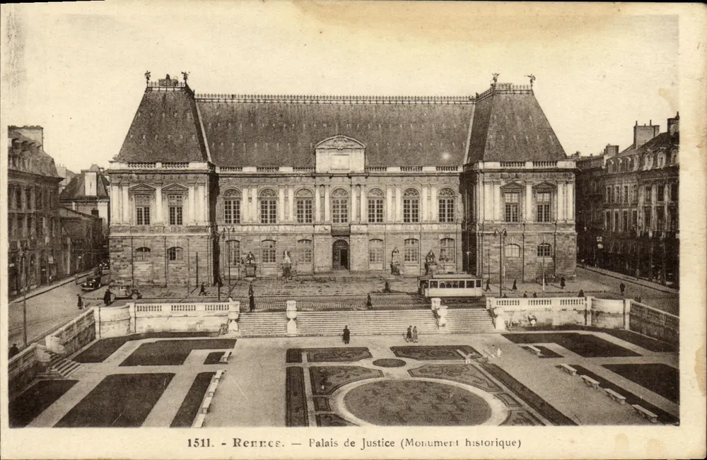 Rennes — Palácio de Justiça (Monumento Histórico) — Editor Laurent, n° 1511 - Frente