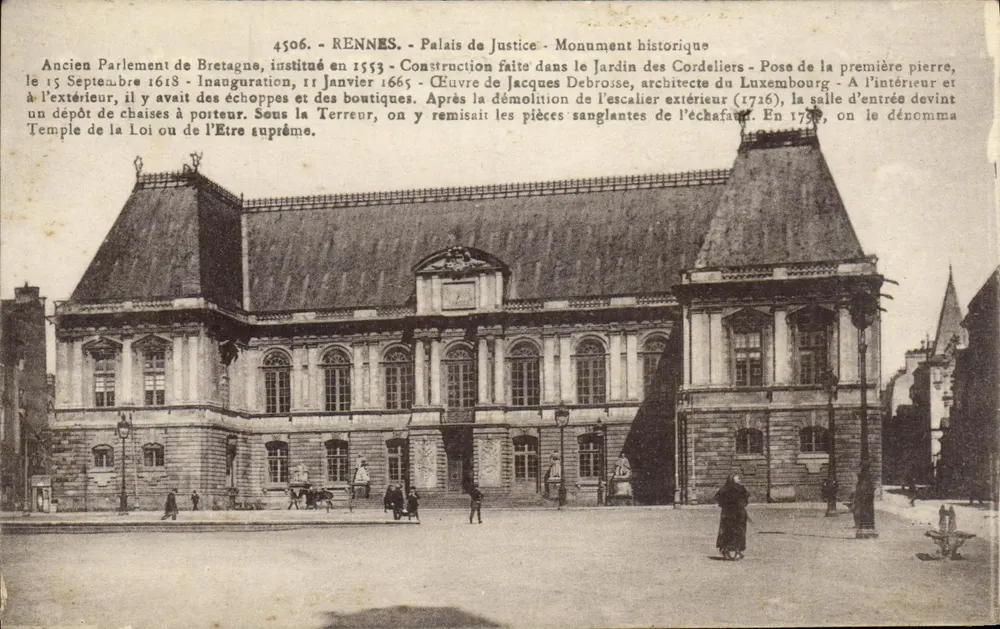 Rennes - Palácio de Justiça - Monumento histórico - Editor Laurent-Nel, n°4506 - Frente