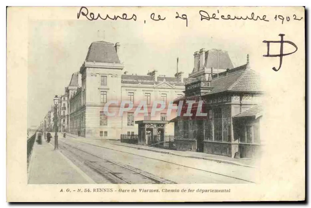 Rennes — Gare de Viarmes, bâtiment et voies ferrées — A.G. N.54 - Vorderseite