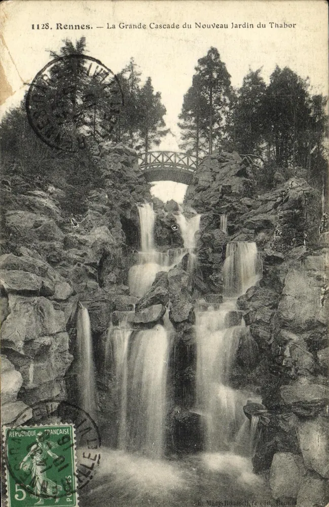 Rennes — La Grande Cascade du Nouveau Jardin du Thabor — Verlag A. Marie, Rennes, Nr. 1128 - Vorderseite
